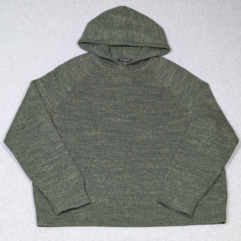 Banana Republic Knitted Popover Hoodie Sweater Mens 2XL XXL Pullover Green New